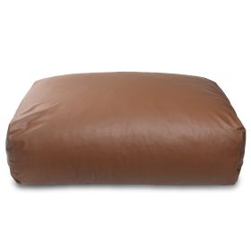 Atrium Collection Lino Ottoman - Oversized Large Couch Ottoman & Foam-Filled Lounger - Faux Leather - Walnut