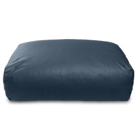 Atrium Collection Lino Ottoman - Oversized Large Couch Ottoman & Foam-Filled Lounger - Faux Leather - Oxford Blue