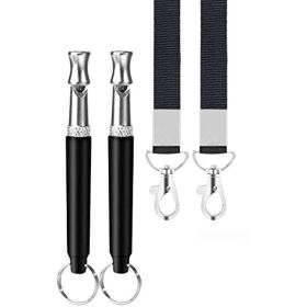 Dog Whistle; 2 Pack Professional Ultrasonic Dog Whistle to Stop Barking; Recall Training; Adjustable Ultrasonic Silent Dog Whistle; with Black Lanyar