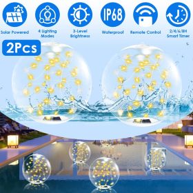 2 Pack Outdoor Solar Pool Lights, LED Light Up Balls with Remote, 3200K Warm Glow, 3 Lighting Modes & 4-Level Brightness& Auto On at Dusk, IP68 Water