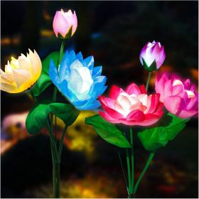 Solar Garden Lights, Lotus Flower Lights, Outdoor Light for Garden, Patio, Yard Decoration, 7 Color Changing Decorative Light, Larger Solar Panel(4 P