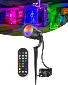 12W Halloween Spotlight Outdoor with Remote Plug Timer Color Changing 120V Landscape Lighting Waterproof Dimmable LED Spot Light for Yard Christmas O