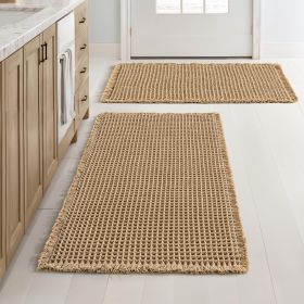 Two-piece waffle-knit bathroom rug set, super absorbent bathroom mat, ultra-soft rubber-backed shower mat, suitable for bathroom floors, bathtubs and