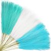 30pcs Light Blue Pampas Grass Decor, 21.5in Fluffy Faux Colored Pampas Grass Short White Fake Pampas Vase Filler Artificial Flower Arrangement for Ho