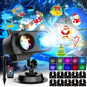 2025 Upgrade Christmas Projector Lights Outdoor, 10HD Slides&10 Colors Ocean Wave Holiday Projector Light with Remote Control, Christmas Decorations