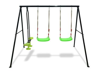 Swing Sets for Backyard, 550LBS Swingset Outdoor for Kids, Basketball Hoop, Climbing Ladder and Nets