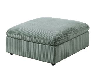 Contemporary Living Room Furniture Ottoman Sage Color Corduroy 1pc Soft Cushion Ottoman Wood Legs