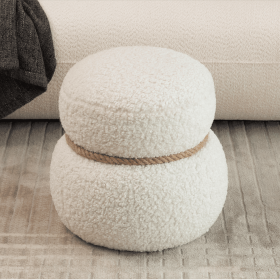 WKJ1Y White snowman stool, Greig plush cushion, playful and cute, suitable for any spacehite