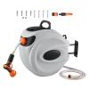 Retractable Hose Reel, 100 ft x 1/2 inch, 180° Swivel Bracket Wall-Mounted, Garden Water Hose Reel with 9-Pattern Nozzle, Automatic Rewind, Lock at A