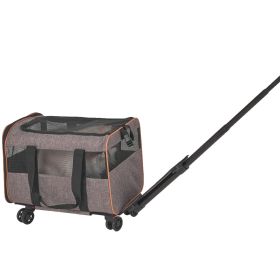 Cat Carrier with Wheels, Airline Approved Rolling Pet Carrier with Telescopic Handle and Shoulder Strap, Dog Carrier with Wheels for Pets under 22 lb