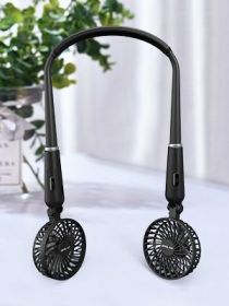 Hand-Free Neck Personal Fan for Sports Home Office, Fast Face Air Circulation for Breathless Sufferers, USB Battery Operated Neckband Fan, 2 Spee