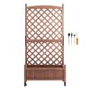Raised Garden Bed with Trellis, 30" x 13" x 61.4" Outdoor Raised Wood Planters with Drainage Holes, Free-Standing Trellis Planter Box for Vine Climbi