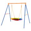 Swing Sets for Backyard, 440lbs Load Capacity Swing Set, 40" Saucer Swing Seat with Heavy Duty A-Frame Metal Swing Stand and Adjustable Rope, Easy to