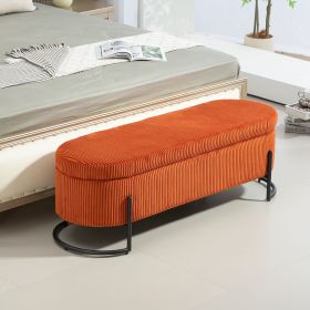 COOLMORE Storage Ottoman,Bedroom End Bench,Upholstered Fabric Storage Ottoman with Safety Hinge, Entryway Padded Footstool