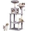 Cat Tree for Indoor Cats, 56.2" Cat Tower with Cat Condo, Sisal Scratching Post, Hammock, Top Perch, Jumping Platforms, Large Cat House with Hang Bal