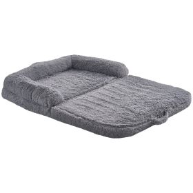 Human Dog Bed, 72" x48"x10" Giant Human Dog Bed for Adults and Pets, Human Size Dog Bed with Washable PV Velvet Cover, Egg Orthopedic Foam, Storage P