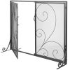 Fireplace Screen 1 Panel with Door, Sturdy Iron Mesh Fireplace Screen, 39"(L) x31.6"(H) Spark Guard Cover, Simple Installation, Free Standing Fire Fe