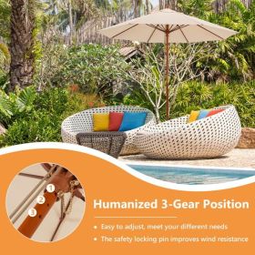 9.5 Feet Pulley Lift Round Patio Umbrella with Fiberglass Ribs