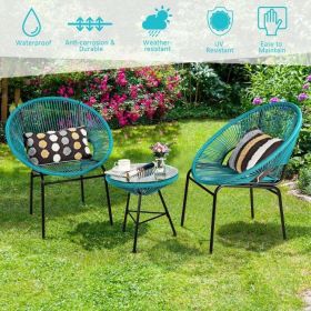 3 Pieces Patio Acapulco Furniture Bistro Set with Glass Table