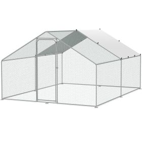 VEVOR Large Metal Chicken Coop, 9.8x12.9x6.5 ft Walk-in Chicken Runs for Yard with Cover