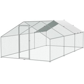 VEVOR Large Metal Chicken Coop, 9.8x19.3x6.5 ft Walk-in Chicken Runs for Yard with Cover