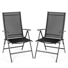 Set of 2 Adjustable Portable Patio Folding Dining Chair Recliners