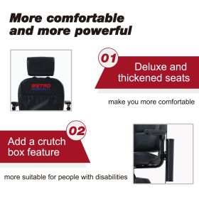 MAX PLUS RED 4 Wheels Outdoor Compact Mobility Scooter with 2pcs*20AH Lead acid Battery, 16 Miles, Cuo Holders & USB charger Port
