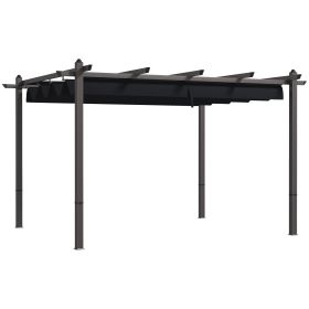 Outsunny 10' x 12' Retractable Pergola Canopy, Wood Grain Aluminum Pergola, Outdoor Sun Shade Shelter for Grill, Garden, Patio, Backyard, Deck, G