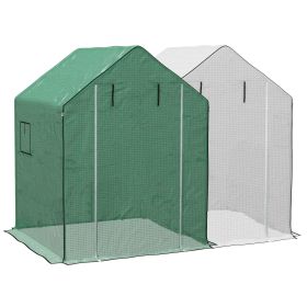 Outsunny 2 Pieces Walk-in Greenhouse Replacement Cover for 01-0472 w/ Roll-up Door and Mesh Windows