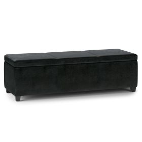 Avalon - Extra Large Storage Ottoman Bench - Midnight Black