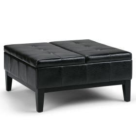 Dover - Square Coffee Table Storage Ottoman - Midnight Black