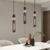 25" Modern Black and Gold 3-Light Pendant Chandelier, Adjustable Hanging Lights with Cylindrical Mesh Shades, E26 Base, Ideal for Dining Room, Kitche