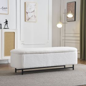 Elegant Ottoman with Spacious Storage Function, White