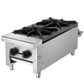 VEVOR Commercial Gas Range Stove 2 Burners Countertop Cooking Hot Plate Kitchen