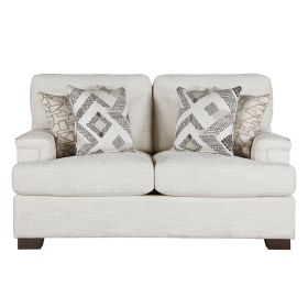 Modern Elegance Comfort Loveseat Cream Chenille Fabric Upholstery Decorative Pillows Solid Wood Living Room Furniture 1pc