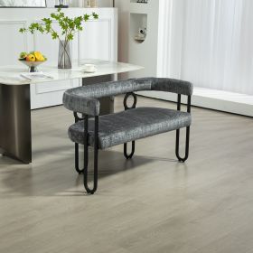 House Hold Modern Loveseat 2 Seater Sofa Chenille Fabric Couch with Arms and Metal Legs for Living Room, Home Office, Studio (Gray Chenille)