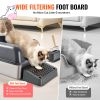Cat Litter Box, 6 inches Deep, XL Extra Large Stainless Steel Cat Litter Box with Scoop, Wide Filtering Foot Board & High Sides, Enclosed Odor-Free E