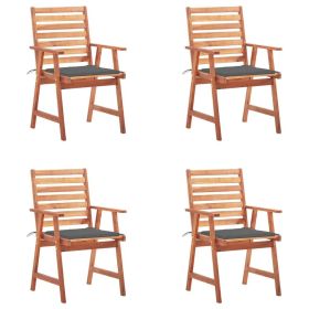 Patio Dining Chairs 4 pcs with Cushions Solid Acacia Wood