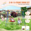 Swing Sets for Backyard, 440lbs Load Capacity Swing Set, with 1 Saucer Swing Seat, 1 Belt Swing Seat, Heavy Duty A-Frame Metal Swing Stand and Adjust