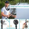 Hand-Free Neck Personal Fan for Sports Home Office, Fast Face Air Circulation for Breathless Sufferers, USB Battery Operated Neckband Fan, 2 Speeds,