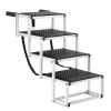Dog Stair for Cars, Wide 4-step Dog Car Steps, Folding Dog Car Ramp with Nonslip Surface, Portable Pet Steps Lightweight Aluminum for Car, SUV and Tr
