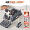Cat Litter Box, 6 inches Deep, XL Extra Large Stainless Steel Cat Litter Box with Scoop, Wide Filtering Foot Board & High Sides, Enclosed Odor-Free E