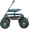 Garden Cart Rolling Workseat with Wheels, Gardening Stool for Planting, 360 Degree Swivel Seat, Wagon Scooter with Steering Handle & Utility Tool Tra