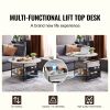Lift Top Coffee Table, 35.3 in Round Coffee Table with Extra Storage Pockets, Pop Up Coffee Table for Living Room, White