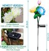 Solar Garden Lights, Lotus Flower Lights, Outdoor Light for Garden, Patio, Yard Decoration, 7 Color Changing Decorative Light, Larger Solar Panel(4 P