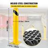 Safety Bollard, 48 Inch Height Bollard Post, 5.5 Inch Diameter Steel Pipe Safety Bollard Post, Yellow Steel Bollard, Steel Safety Bollard with 8 Anch