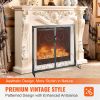 Fireplace Screen 1 Panel with Door, Sturdy Iron Mesh Fireplace Screen, 39"(L) x31.6"(H) Spark Guard Cover, Simple Installation, Free Standing Fire Fe