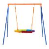 Swing Sets for Backyard, 440lbs Load Capacity Swing Set, 40" Saucer Swing Seat with Heavy Duty A-Frame Metal Swing Stand and Adjustable Rope, Easy to