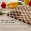 Kitchen cutting board, upgraded grid cutting board, acacia wood cutting board, with drainage channels and handles, large butcher cutting board tray,