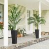 23.6 Inch Tall Planters for Outdoor Plants, Set of 2 Plastic Flower Pots with Drainage Holes, Black